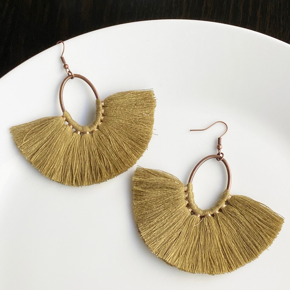 NEW "Amoret" Tassel Earrings (Olive) - Picture 2 of 7